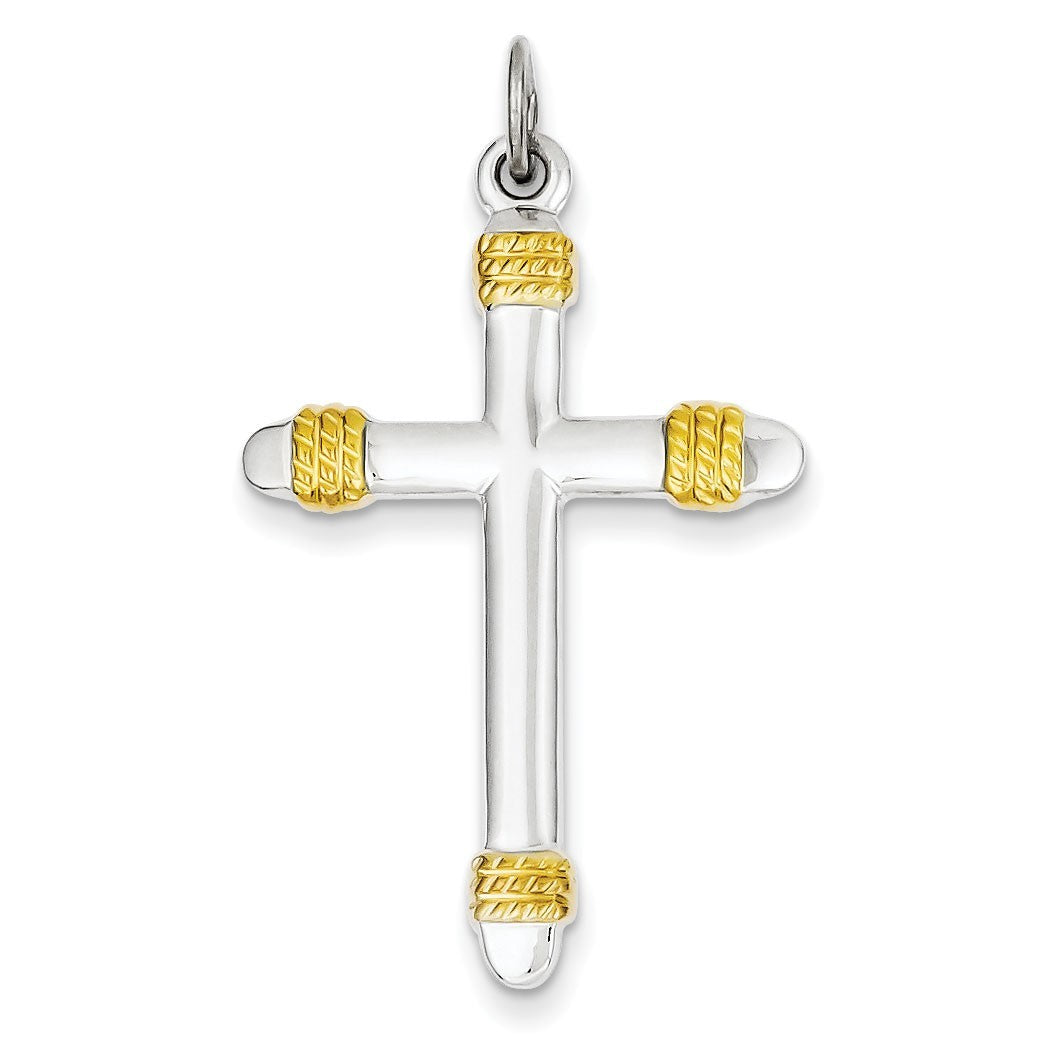 Sterling Silver & 18k Gold -plated Rope Cross Pendant