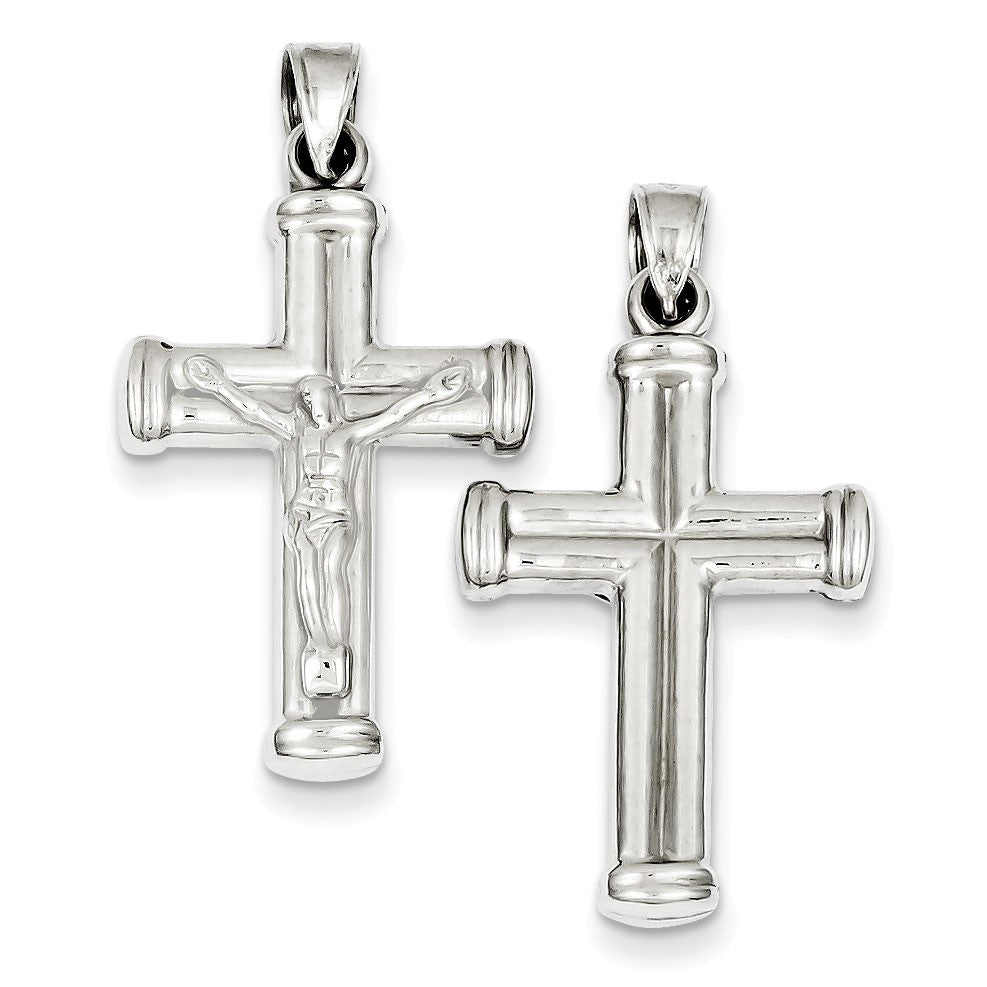Sterling Silver Rhodium-plated Hollow  Crucifix Pendant