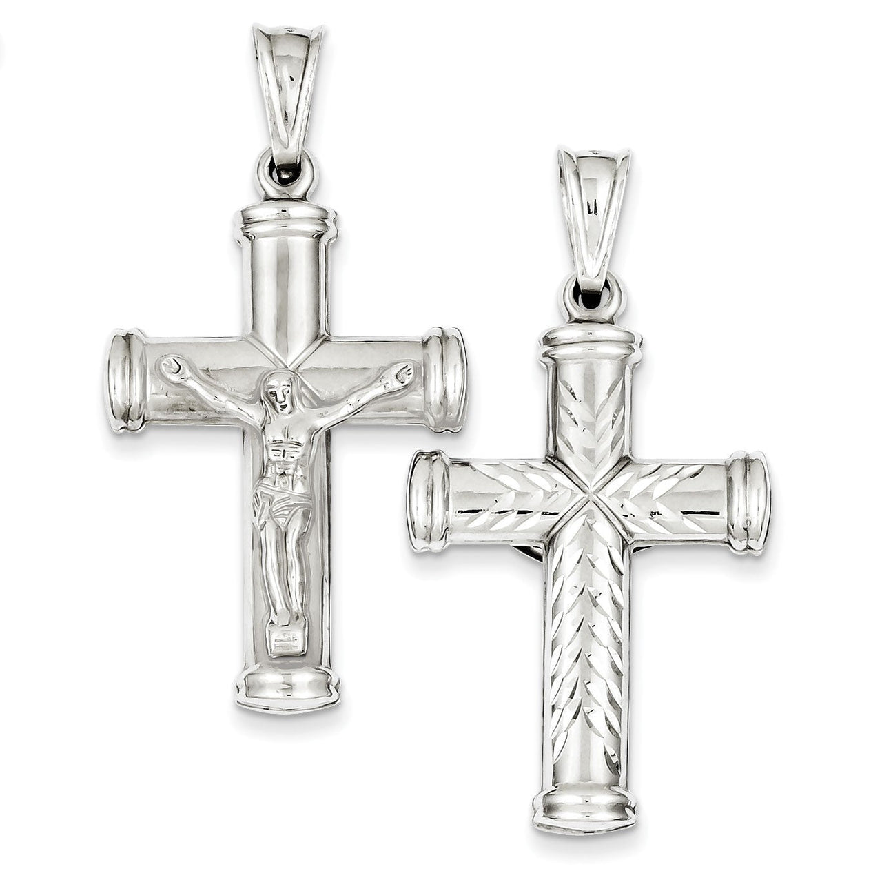 Sterling Silver Rhodium-plated  Crucifix Pendant