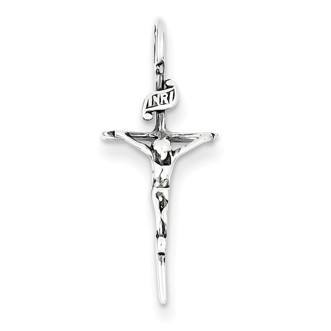 Sterling Silver Antiqued INRI Crucifix Pendant