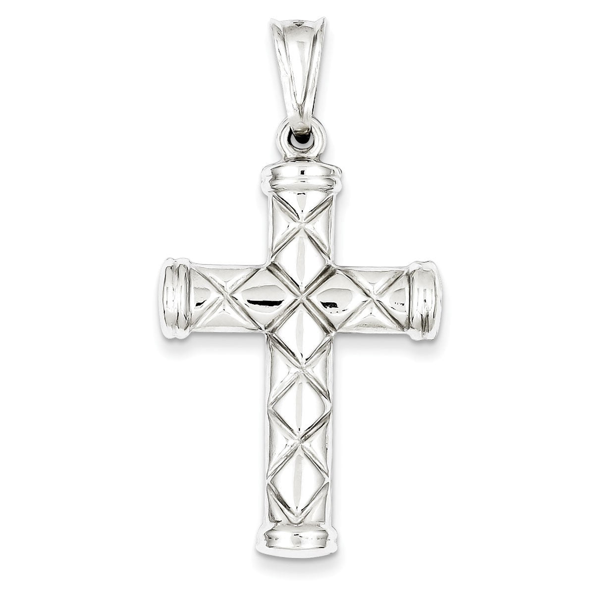 Sterling Silver Rhodium-plated Hollow  Cross Pendant