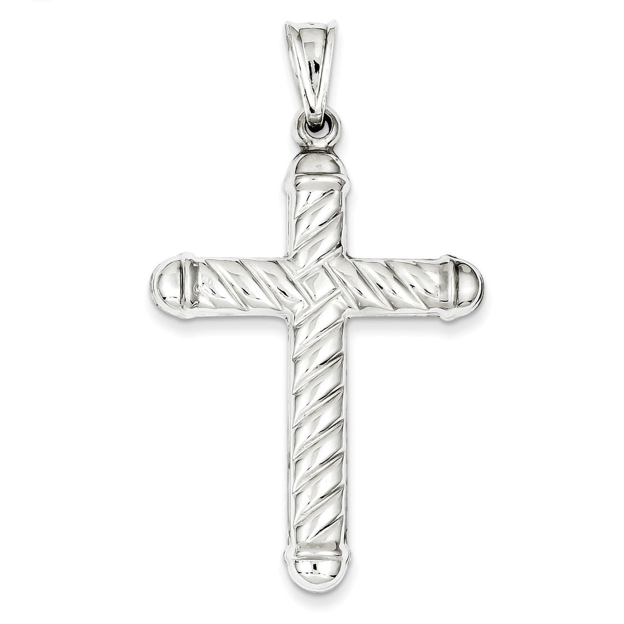 Sterling Silver Rhodium-plated Hollow Cross Pendant