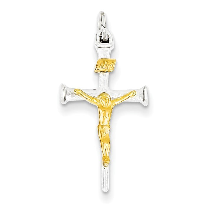 Sterling Silver & 18k Gold -plated Crucifix Charm