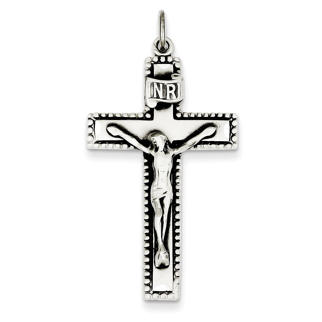 Sterling Silver Antiqued INRI Crucifix Pendant