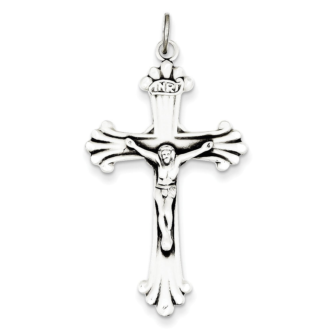 Sterling Silver Antiqued INRI Crucifix Pendant