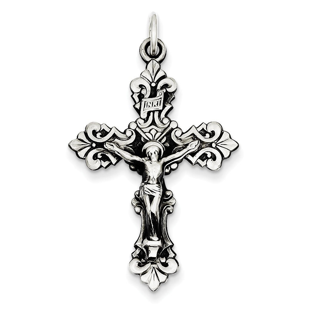 Sterling Silver Antiqued INRI Crucifix Pendant