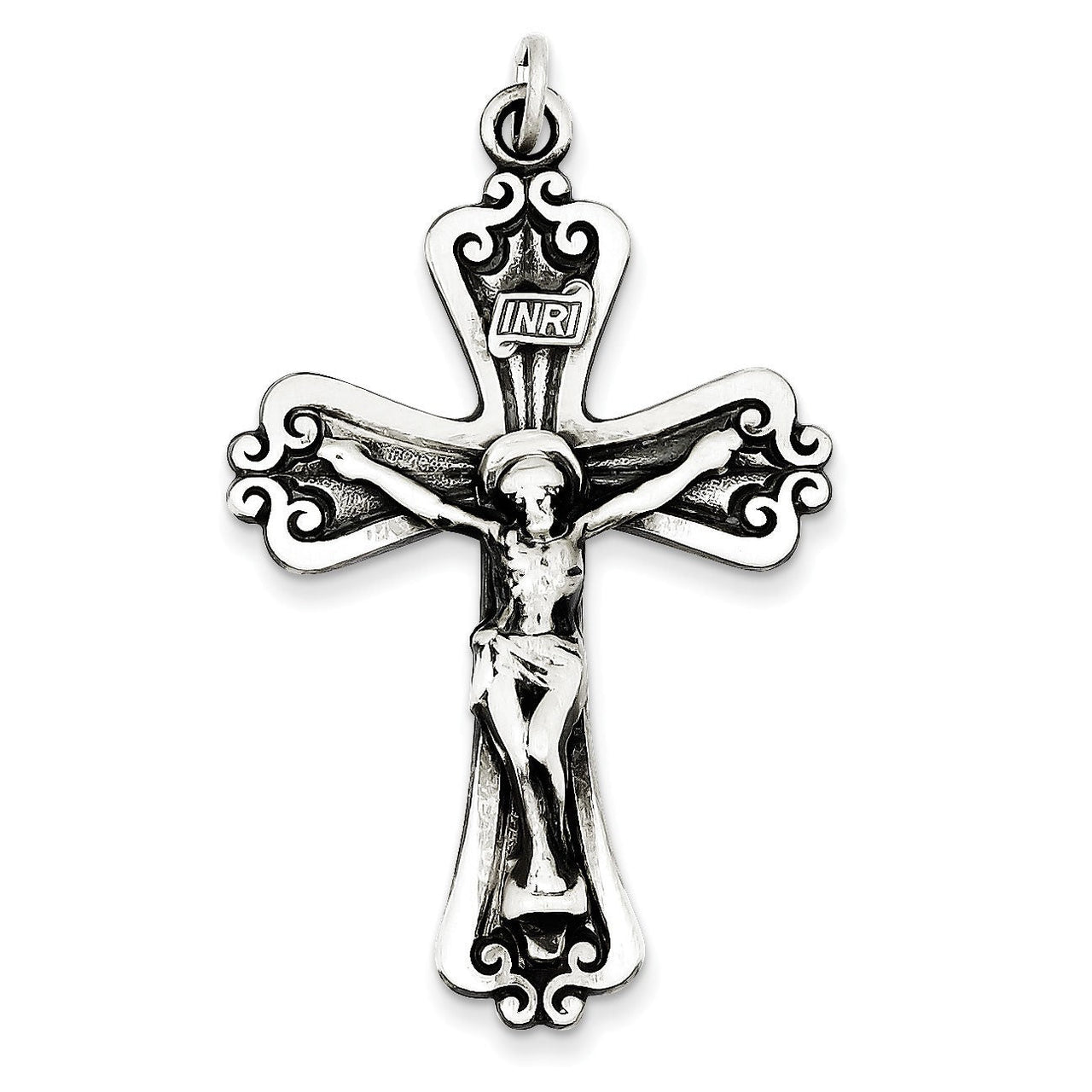 Sterling Silver Antiqued INRI Crucifix Pendant