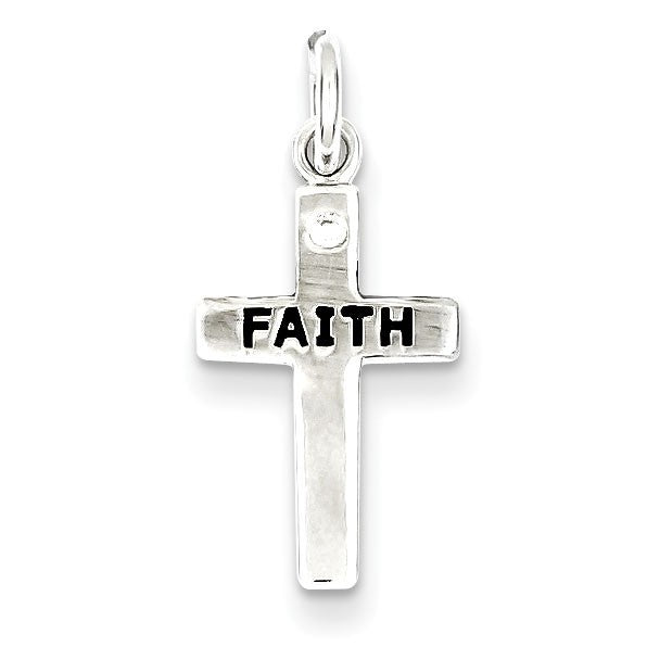 Sterling Silver FAITH & CZ Cross Charm