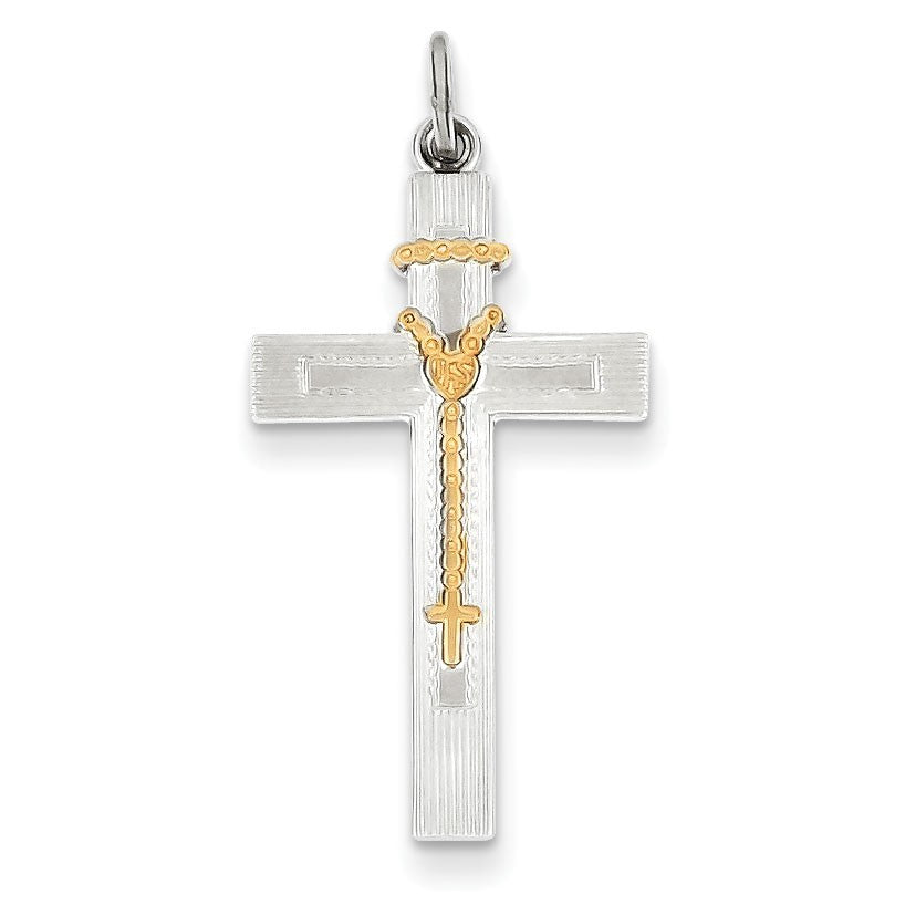 Sterling Silver & Vermeil Rosary Cross Pendant