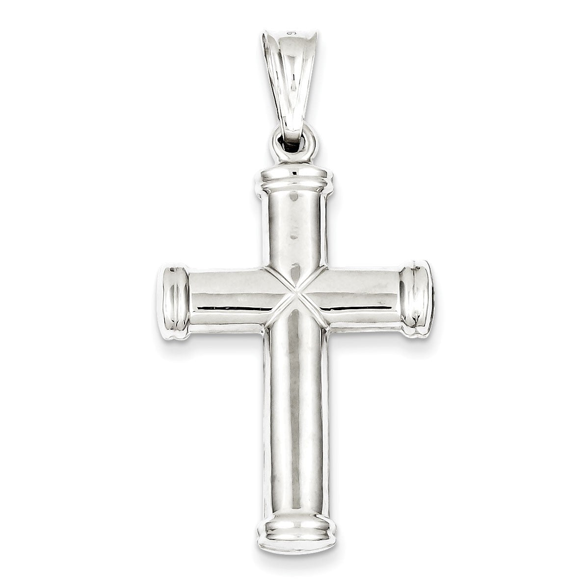 Sterling Silver Rhodium-plated Hollow Reversible Cross Pendant