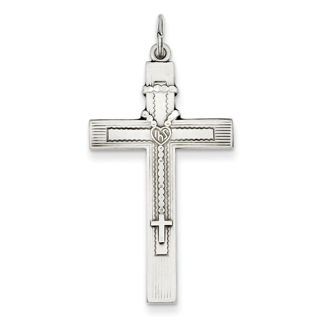 Sterling Silver Antiqued Rosary Cross Pendant