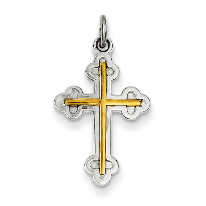 18k Gold -plated Sterling Silver Cross Charm