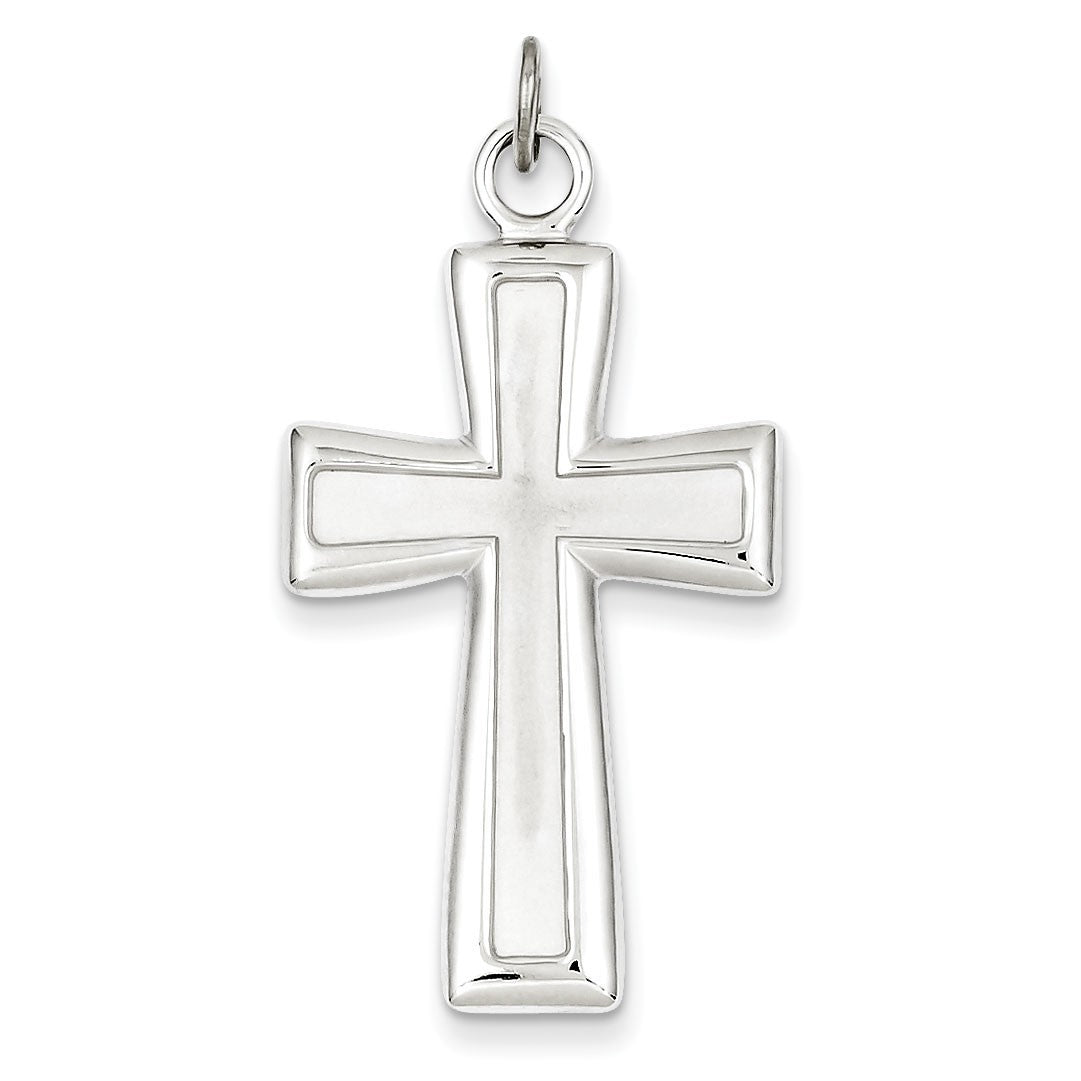 Sterling Silver Polished and Satin Cross Pendant