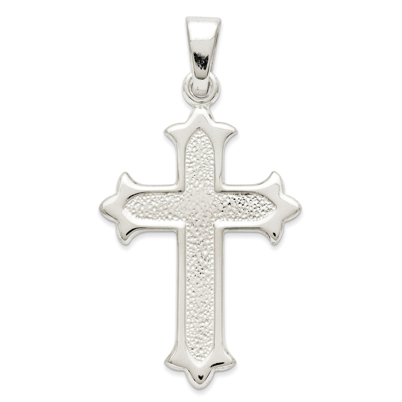 Sterling Silver Polished and Textured Cross Pendant