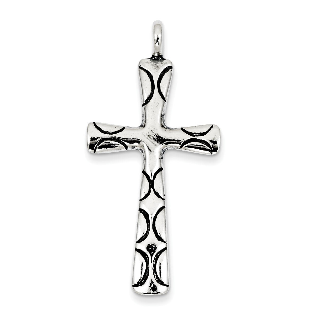 Sterling Silver Antique Etched Cross Pendant