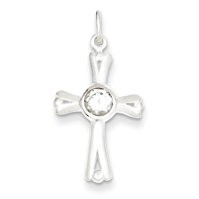 Sterling Silver CZ & Cross Pendant