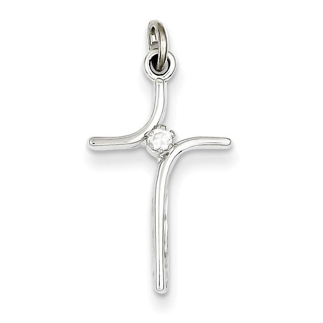 Sterling Silver Cross with CZ Center Pendant