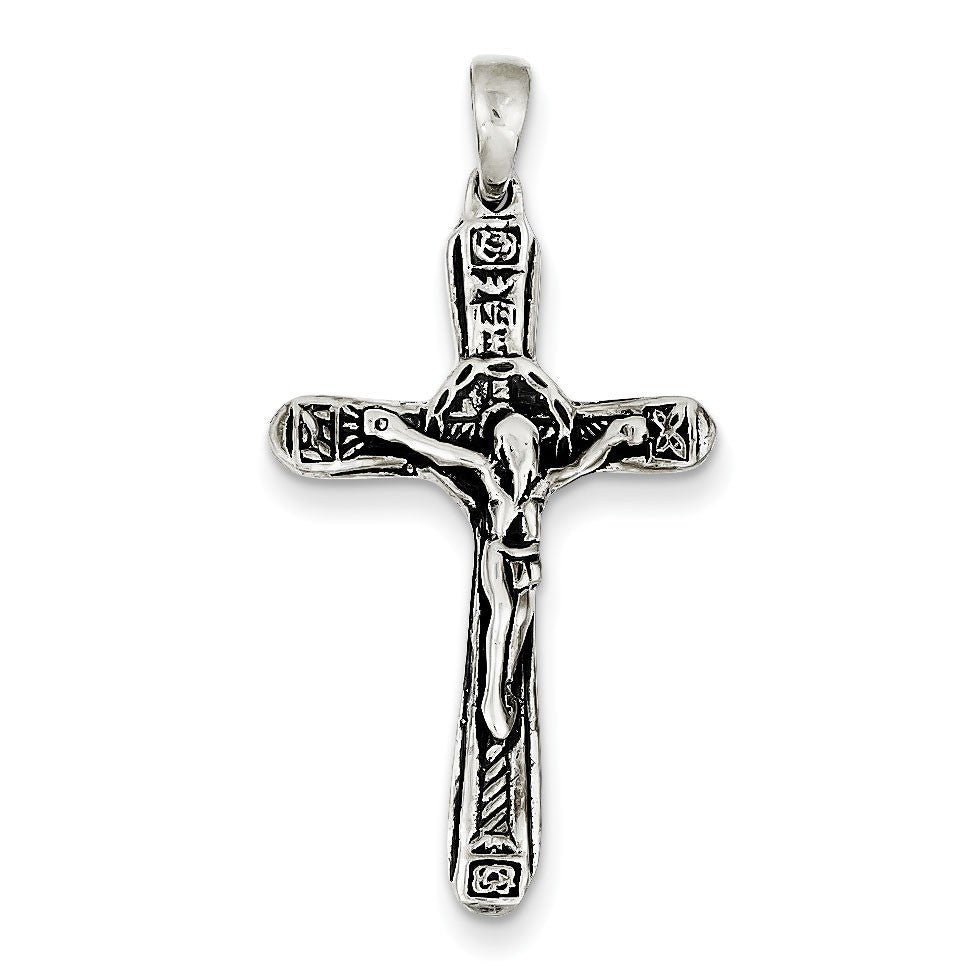 Sterling Silver Crucifix Antiqued Cross Pendant