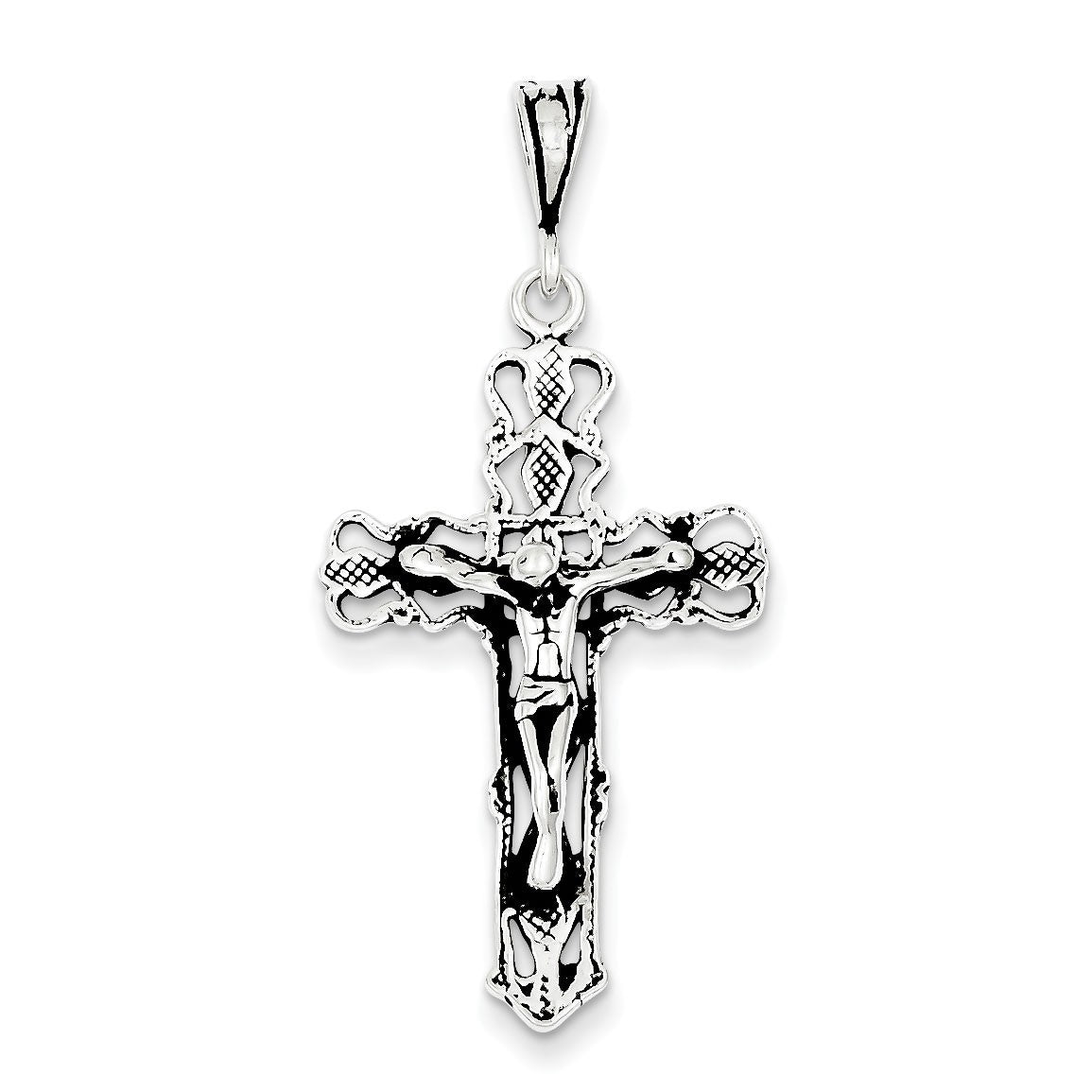 Sterling Silver Antiqued Crucifix Charm