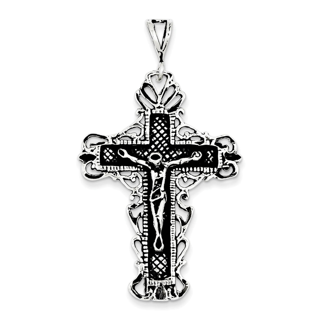 Sterling Silver Antiqued Crucifix Charm