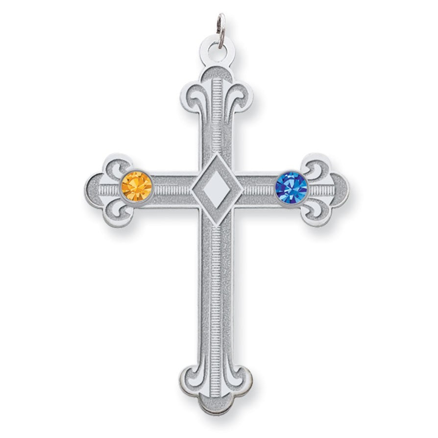 Sterling Silver Crystal Family Cross Pendant