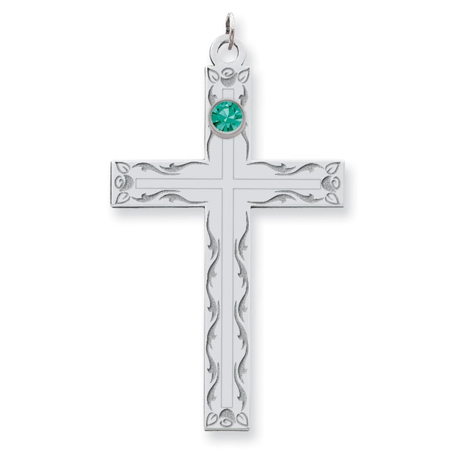 Sterling Silver Crystal Family Cross Pendant