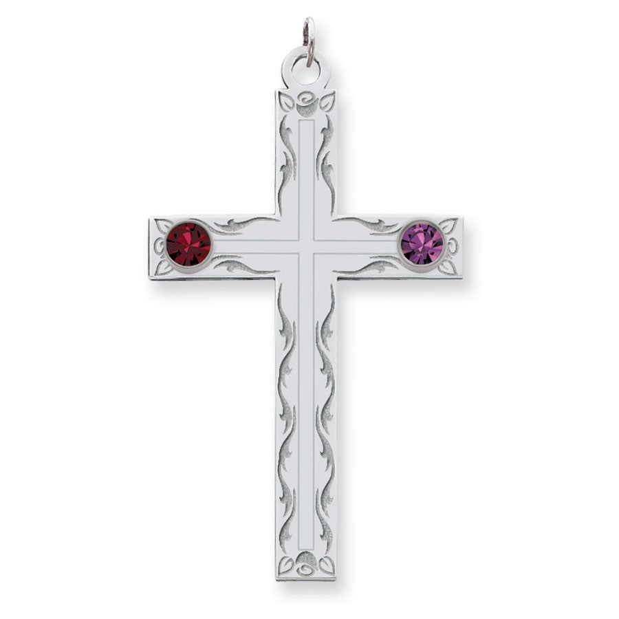 Sterling Silver Crystal Family Cross Pendant