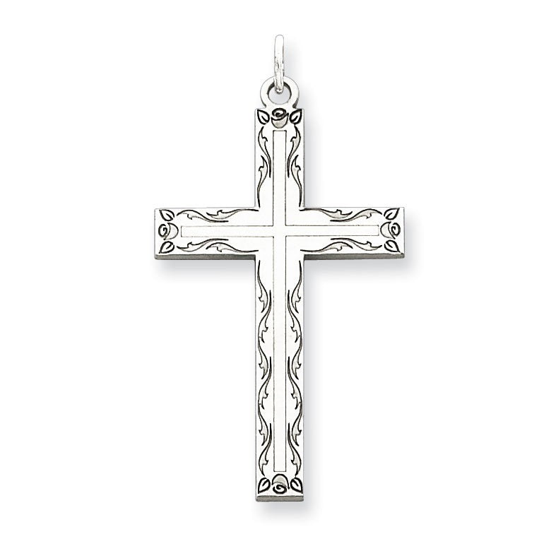 Sterling Silver Laser Designed Cross Pendant