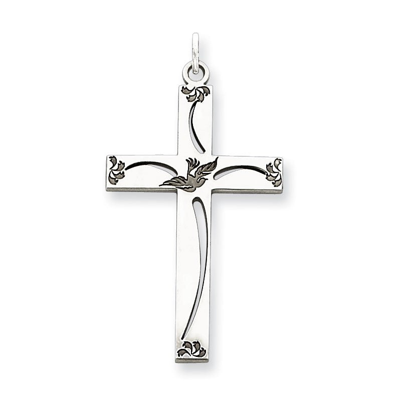 Sterling Silver Laser Designed Cross Pendant