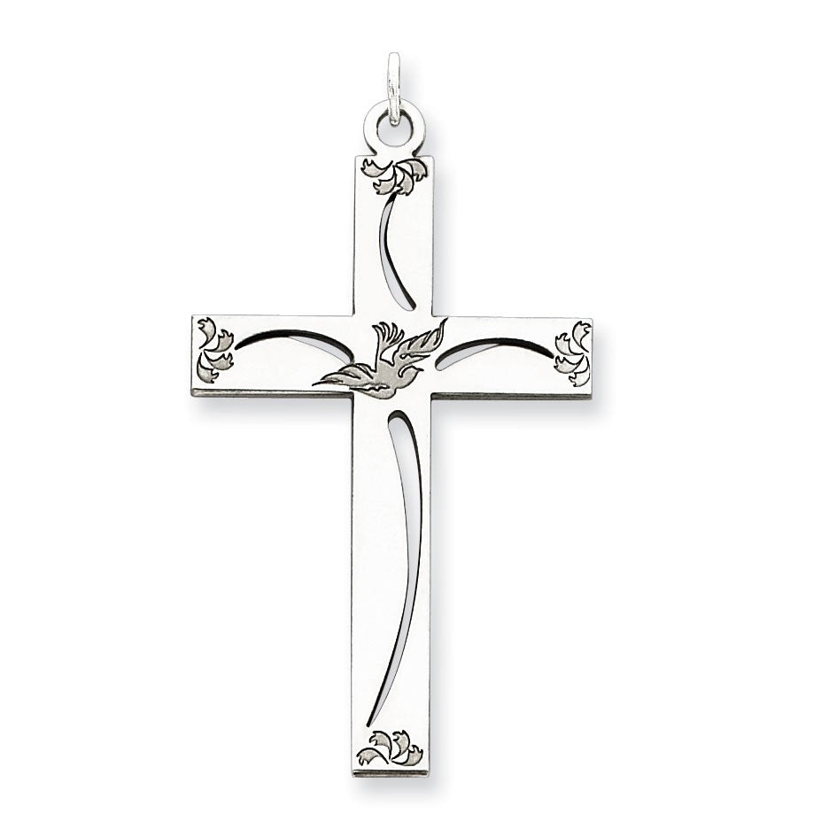 Sterling Silver Laser Designed Cross Pendant