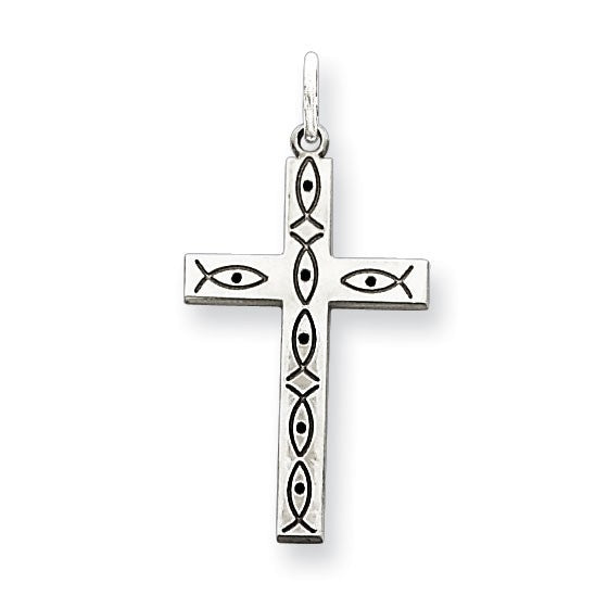 Sterling Silver Laser Designed Cross Pendant
