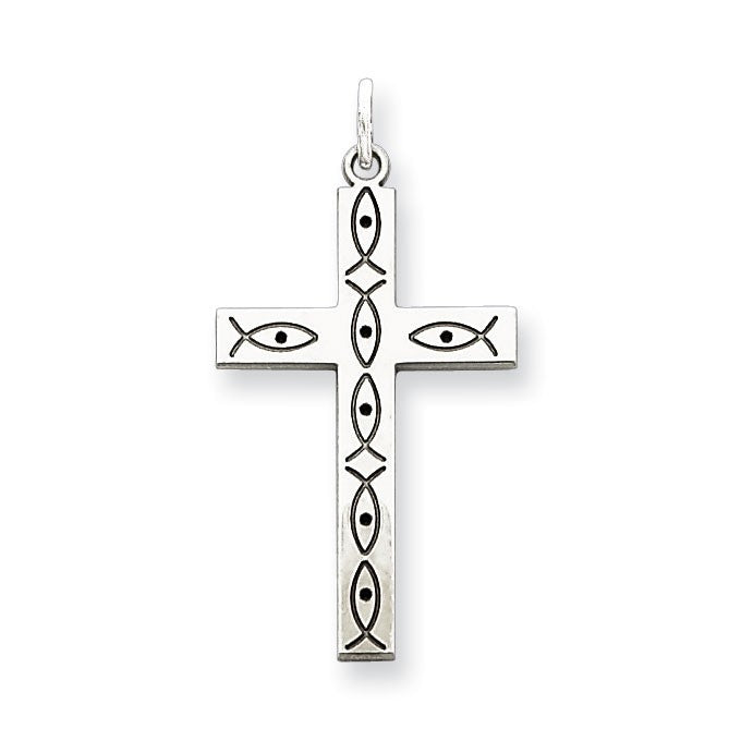 Sterling Silver Laser Designed Cross Pendant