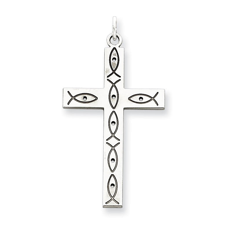 Sterling Silver Laser Designed Cross Pendant