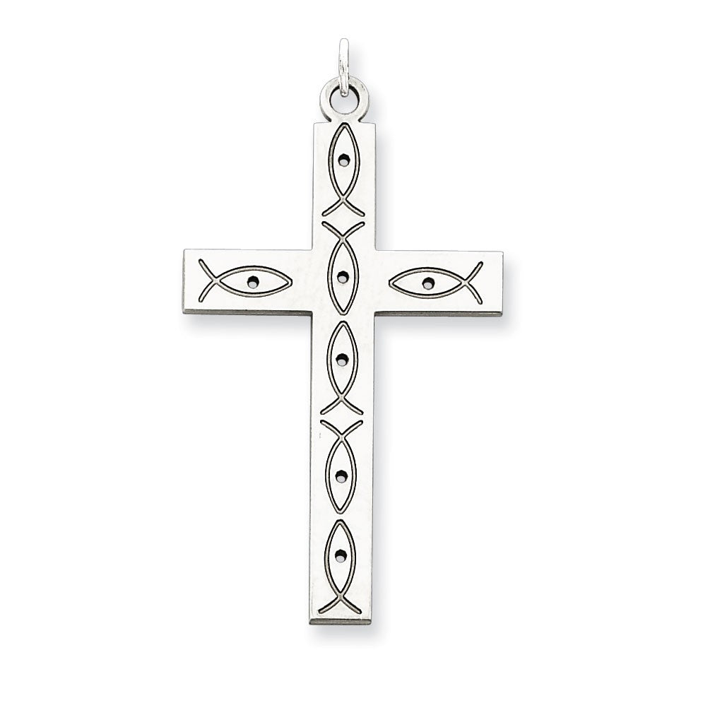 Sterling Silver Laser Designed Cross Pendant