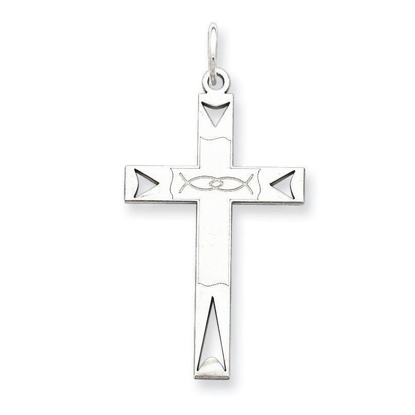 Sterling Silver Laser Designed Cross Pendant