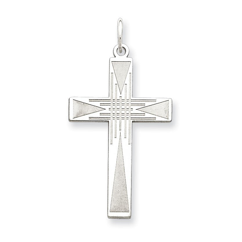Sterling Silver Laser Designed Cross Pendant