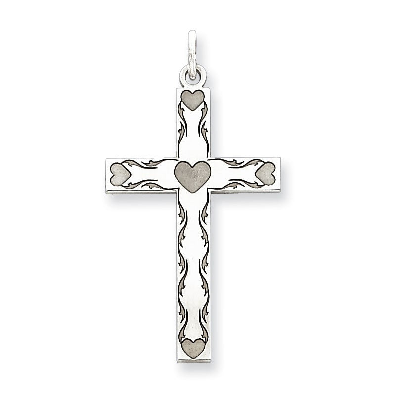 Sterling Silver Laser Designed Cross Pendant