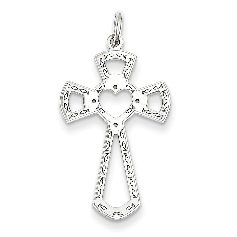 Sterling Silver Laser Designed Cross Pendant