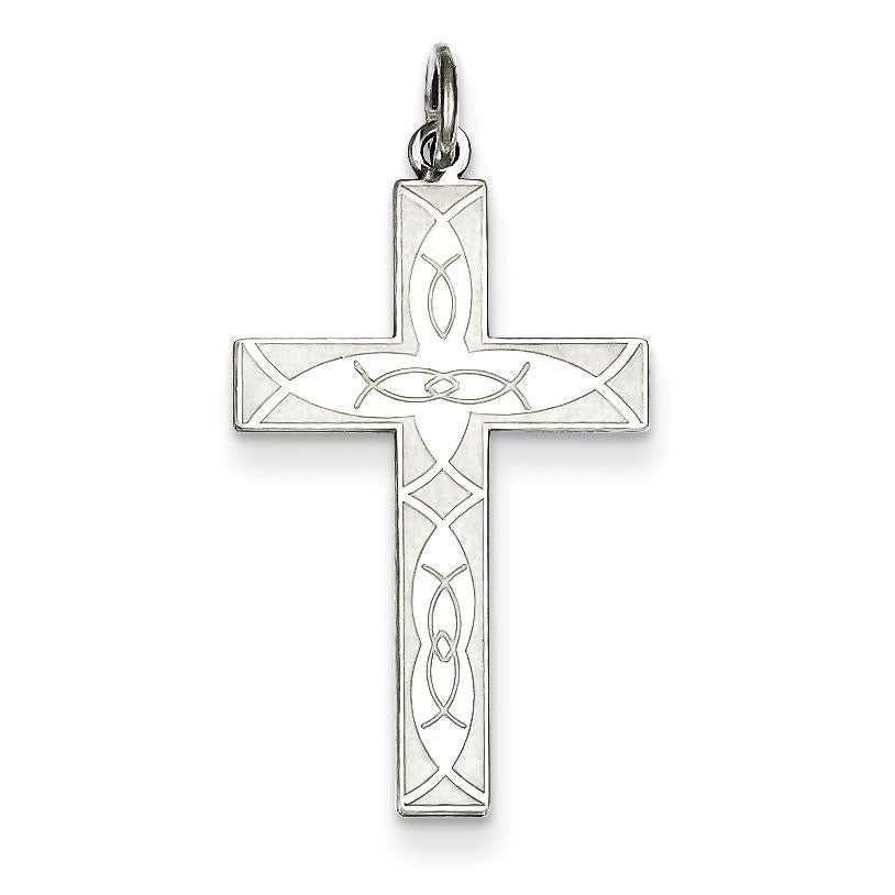 Sterling Silver Laser Designed Cross Pendant