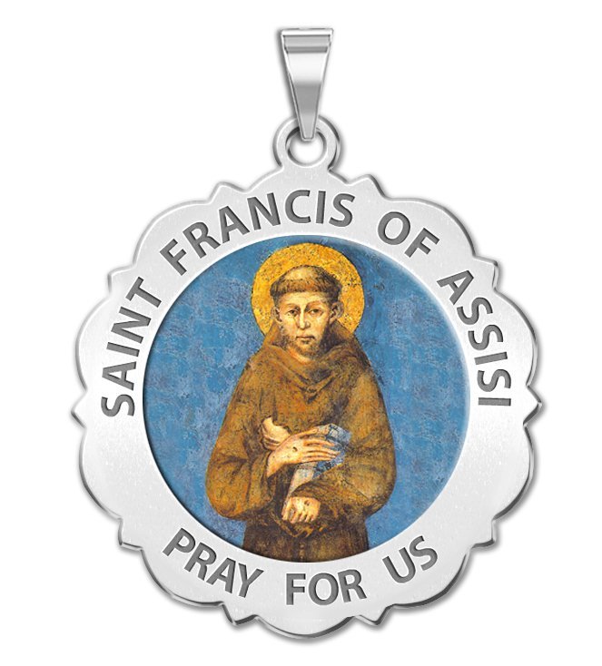 Saint Francis of Assisi Scalloped Medal "Color"