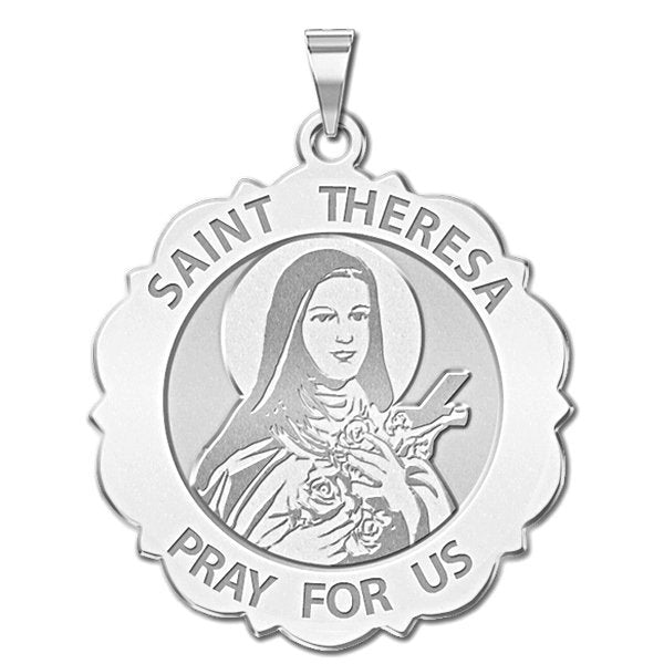 Saint Theresa Scalloped Round Medal