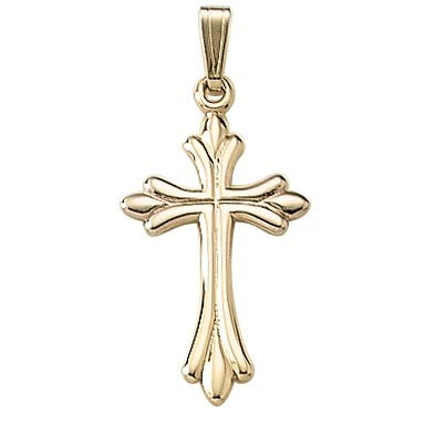 14K Yellow or White Gold Solid Fancy Cross Pendant