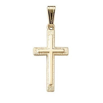 14K Yellow Gold Solid Cross Pendant