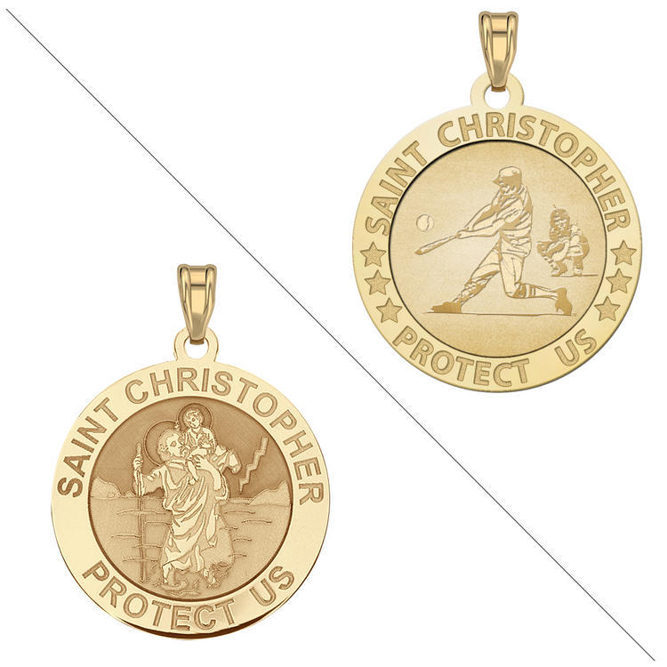 Baseball - Saint Christopher Doubledside Sports Religious Medal "EXCLUSIVE"