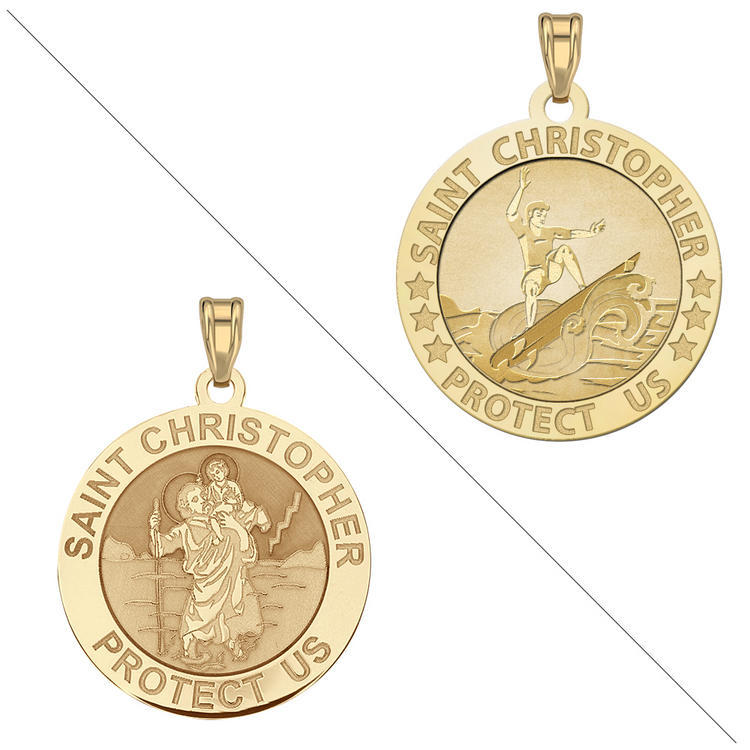 Surfing - Saint Christopher Doubledside Sports Religious Medal "EXCLUSIVE"