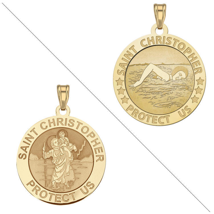 Swimmer (female) - Saint Christopher Doubledside Sports Religious Medal