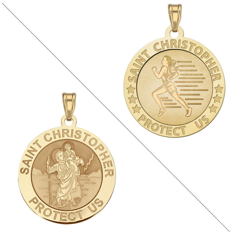 Track & Field - Saint Christopher Doubledside Sports Religious Medal "EXCLUSIVE"